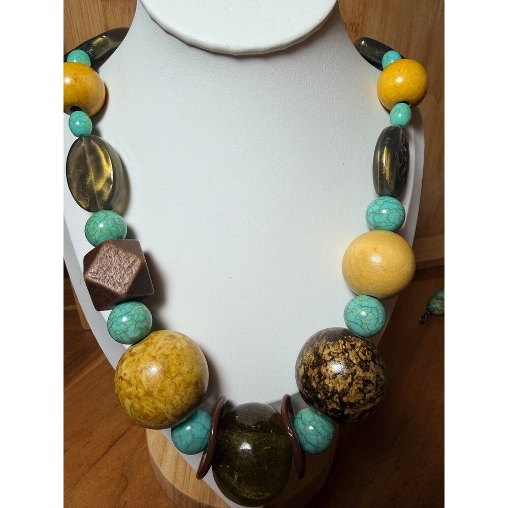 Vintage Handcrafted Beaded Necklace with Mixed Materials